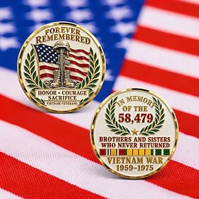 Vietnam Veteran Commemorative Coin, Forever Remembered Vietnam War Memorial Medallion, Military Veteran Tribute Coin, Honor Courage Sacrifice Keepsake, Vietnam