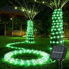 Outdoor Solar Power Christmas Candy Rope Lights Flexible Tube String Light 10M 5M Christmas Rope Lights for Terrace Tree Fence Patio Garden Yard Decor Xmas Ne