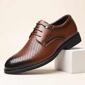 Men's Brogue Oxford Shoes Lace-Up Dress Shoes with Perforated Wingtip Toe and Classic Panel Detailing, Refined Business Casual Style for Office, Weddings and F