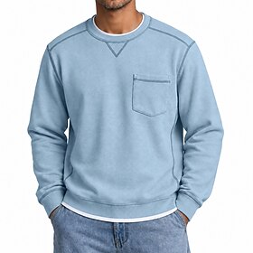 Men's Sweatshirt Pullover Hoodie Sweatshirt Pullover Button Up Hoodie Blue White Orange Green Light Blue Crew Neck Plain Patchwork Casual Daily Sports Outdoor