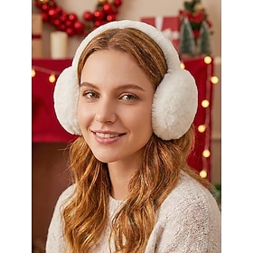 Women's Polyester Plush Earmuffs, Thick Warm Foldable Ear Warmers in Multiple Colors, Cozy Winter Accessories for Christmas Markets, Travel, Commuting and Outd