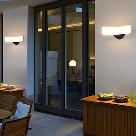 Modern LED Outdoor Wall Light, Curved Black or White Wall Sconce, Warm White Waterproof Exterior Lighting for Porch Patio Balcony Entryway Hallway, Contemporar