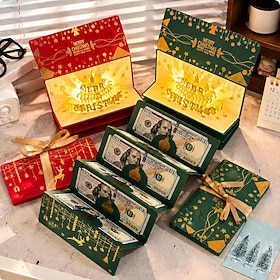 Christmas Money Gift Card, Light Up Pop-Up Christmas Cash Holder with Accordion Slots, Festive Musical Greeting Card, Creative Gift for Family, Friends and Chr