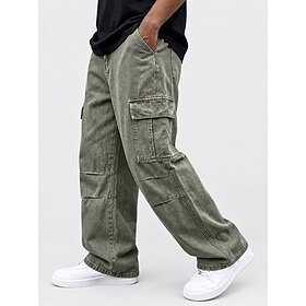 DenimTone™ Men's Cargo Pants Trousers Denim Pants 100% Cotton Drawstring Elastic Waist Straight Leg Plain Comfort Full Length Casual Daily Outdoor Vacation Fas