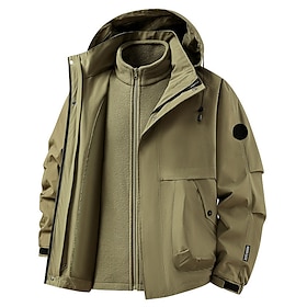 Men's Outdoor Jacket Winter Coat Fleece Jacket Casual Jacket Daily Outdoor Thermal Warm Waterproof Pocket 2 Piece Fall Winter Solid Color Streetwear Sports  Ou