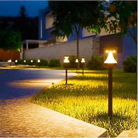 Lot de 2 lampes solaires de jardin à 6 LED, éclairage de sol pour cour avec contrôle de la luminosité, veilleuses LED, éclairage d'ambiance extérieur