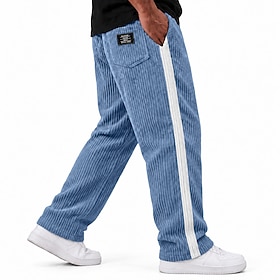 Men's Corduroy Pants Winter Pants Casual Pants Baggy Pants Drawstring Straight Leg Color Block Comfort Full Length Casual Daily Outdoor Fashion Classic Style K