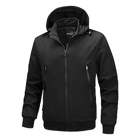 Men's Lightweight Jacket Casual Jacket Hoodied Jacket Daily Outdoor Windproof Breathable Pocket Spring Fall Solid Color Streetwear Sports  Outdoors Hooded Regu