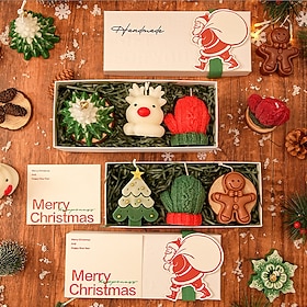 Christmas Holiday Gift Box Set, Cute Mini Christmas Tree Santa Reindeer and Gingerbread Themed Decorative Figures, Festive Novelty Gift Set for Friends, Family