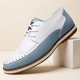 Men's Casual Oxford Shoes Lace-Up Low-Top Shoes with Two-Tone Design and Classic Wingtip Detail, Smart Casual Style for Office, Business Casual, Travel and Dai