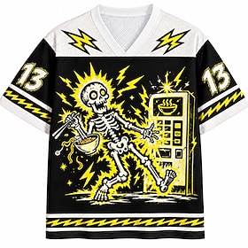 Men's Skull Number Graphic T Shirt Short Sleeve T shirt 3D Print V Neck Shirt Sports Daily Casual Black / White Spring  Summer Clothing Apparel S M L XL 2XL 3X