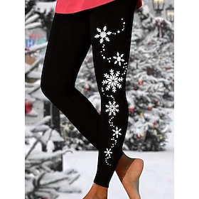 Christmas Women's Capri shorts Vacation Ankle-Length High WaistPantsUgly Christmas Graphic Snowman Snowflake Micro-elastic Casual Daily Home Black Summer Sprin