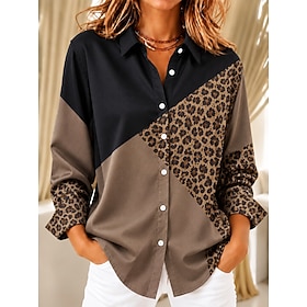 Women's Shirt Blouse Patchwork Buttons Print Ombre Floral Graphic Bohemia Vacation Vintage Long Sleeve Shirt Collar Regular Tops Casual Daily Black Yellow Summ