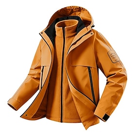 Men's Outdoor Jacket Winter Coat Fleece Jacket Casual Jacket Casual Daily Thermal Warm Waterproof Pocket 2 Piece Fall Winter Solid Color Streetwear Sports  Out