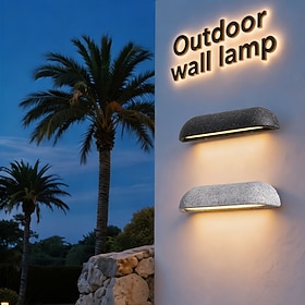 Modern Outdoor LED Wall Light, Black or White Curved Wall Sconce with Warm White Downlight, Waterproof Exterior Lamp for Porch Patio Entryway Balcony Garage Ga