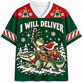 Christmas Men's Number Graphic Frog T Shirt Short Sleeve T shirt 3D Print V Neck Shirt Sports Daily Casual Green Spring  Summer Clothing Apparel S M L XL 2XL 3