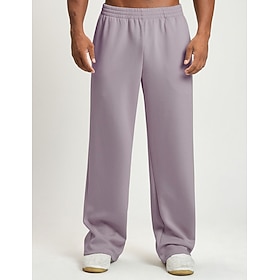 Men's Sweatpants Trousers Straight Leg Sweatpants Drawstring Pocket Elastic Waist Plain Comfort Soft Casual Daily Outdoor Fashion Classic Style Black Light Pur