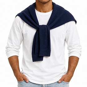 Men's T Shirt Long Sleeve Crew Neck Henley Fake two piece Spring Fall Solid Color Traditional / Vintage Casual Casual Home Outdoor White Dark Gray Light Gray T