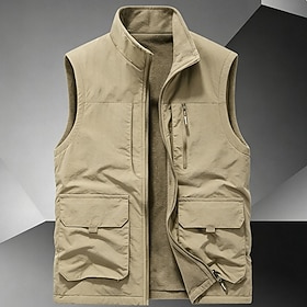Men's Fleece Vest Vest Gilet Fishing Vest Casual Outdoor Vacation Daily Wear Fashion Basic Winter Autumn Multiple Pockets Fleece Nylon Thermal Warm Plain Zippe