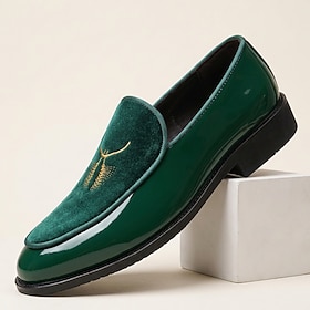 Men's Embroidered Loafers Slip-On Dress Shoes with Contrasting Trim and Elegant Pointed Toe, Refined Vintage Style for Weddings, Dinner Parties, Business Casua
