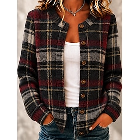 Women's Pullover Sweater Jumper Fashion Daily Casual Floral Graphic Geometric Crew Neck Buttons Print Long Sleeve Long Tops Knit Daily Outdoor Weekend White Wh