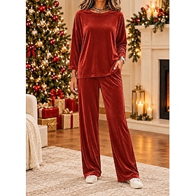 Women's Sweatshirts Plain Christmas Ugly Christmas Elegant Vintage Fashion Long Sleeve Crew Neck Regular Tops Casual Home Work Blue Red Purple Spring Fall Wint