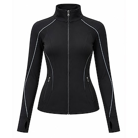 Figure Skating Top Women's Ice Skating Jacket Top Black Patchwork Stretchy Professional Training Competition Skating Wear Classic Crystal / Rhinestone Long Sle