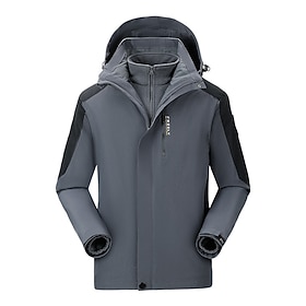 Men's Outdoor Jacket Winter Coat Fleece Jacket Casual Jacket Casual Outdoor Thermal Warm Pocket 2 Piece Fall Winter Color Block Streetwear Sports Outdoors Hoo