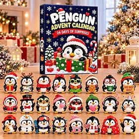 Christmas Penguin Advent Calendar 2026, 24 Days of Penguin Surprises, Cute Penguin Figurines Collectible Holiday Toys, Countdown to Christmas Gift for Kids, T