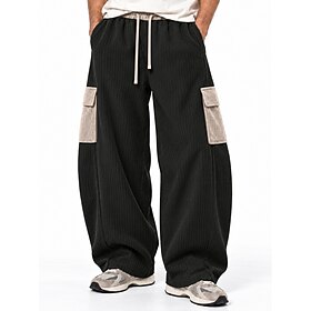 Men's Cargo Pants Trousers Corduroy Pants Winter Pants Casual Pants Drawstring Straight Leg Solid Color Comfort Full Length Casual Daily Outdoor Vacation Fashi