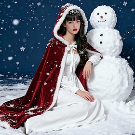 Christmas Cape Christmas Accessories Hooded Cloak Santa Claus Mrs. Claus Cute Novelty for Women's Adults Xmas New Year Christmas Eve Party Gift Giving Family G