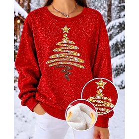 Christmas Women's Sequins Rhinestone Sweatshirts Rhinestone Snowman Christmas Warm Active Fashion Long Sleeve Crew Neck Round Neck Regular Tops Casual Home Par