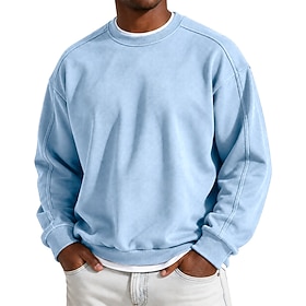 Men's Sweatshirt Pullover Hoodie Sweatshirt Pullover Army Green Navy Blue Gray Light Blue Crew Neck Standing Collar Plain Patchwork Casual Daily Sports  Outdoo