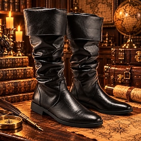 Men's Punk Vintage Casual Daily PU Leather Warm Comfortable Slip-on Black Brown Summer Spring Fall