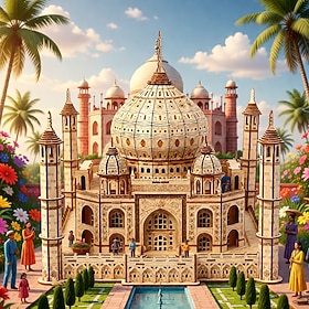 DIY Taj Mahal Building Model Kit, 3D Wooden Puzzle Indian Architecture Miniature Landmark, Detailed Construction Craft Kit for Adults, Desktop Display Decor an