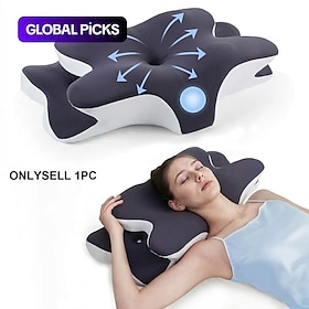 Cooling Memory Foam Neck Pillow, Adjustable Ergonomic Cervical Support Pillow with Breathable Removable Pillowcase, Christmas Gifts for Grandma and Grandpa, Ho