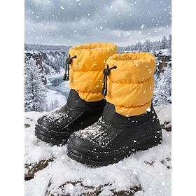 Women's Winter Mid-Calf Snow Boots – Warm Insulated Rubber Shell Winter Boots with Adjustable Drawstring Cuff  Non-Slip Sole for Outdoor Walking, Snowy Days, W