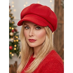 Women's Winter Warm Retro Beret Hat, Vintage Newsboy Cap in Polyester, Multi-Color Elegant Baker Boy Style Hat for Christmas, Casual Wear, Travel, Work and Out