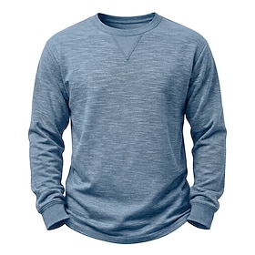 Men's T Shirt Tee Top Long Sleeve Crew Neck Soft Fall Winter Spring All Seasons Plain Vintage Streetwear Basic Casual Home Street Light Blue Dark Blue Khaki T