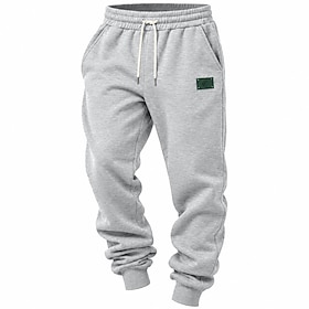 Men's Sweatpants Fleece Pants Joggers Trousers Winter Pants Leather Patch Pocket Elastic Waist Plain Comfort Warm Daily Outdoor Going out Fashion Classic Style