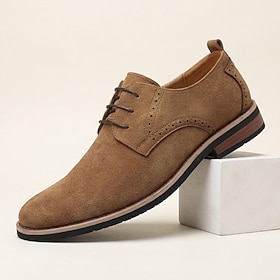 Men's Derby Shoes Lace-Up Casual Dress Shoes with Wingtip-Inspired Stitching and Classic Round Toe, Vintage Smart Casual Style for Office, Business Meetings, T