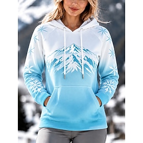 Women's Pullover Hoodie Sweatshirt Pocket Graphic Geometric Casual Long Sleeve Hooded Regular Tops Casual Dailywear Sports Blue Black Red Green Spring Fall Win