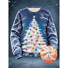 Women's Sweatshirts Snowman Christmas Tree Christmas Warm Active Fashion Long Sleeve Crew Neck Round Neck Regular Tops Casual Home Party Evening Wear Blue Whit