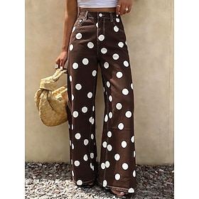 Women's Jean Denim Wide Leg Vacation Vintage Basic Full Length High Waist Graphic Geometric Print Comfy Comfort Comfortable Inelastic Casual Daily Daily Wear B