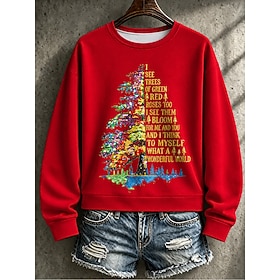 Women's Sweatshirts Christmas Tree Christmas Ugly Christmas Vintage Fashion Casual Long Sleeve Crew Neck Regular Tops Casual Home Street Red Spring Fall Winter