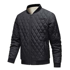 Men's Winter Coat Quilted Jacket Fleece Jacket Casual Jacket Casual Daily Thermal Warm Pocket Full Zip Fall Winter Solid Color Streetwear Sports  Outdoors Stan