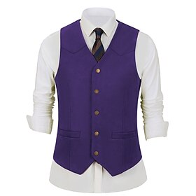 Men's Vest Gilet Outdoor Business Vacation Party Fashion Streetwear Spring Fall Buttons Polyester Breathability Plain Single Breasted V Neck Black Burgundy Nav