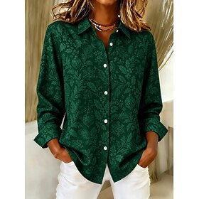 Christmas Women's Shirt Blouse Print Graphic Santa Claus Christmas Tree Elegant Stylish Classic Long Sleeve Shirt Collar Regular Tops Casual Work Blue Red Purp