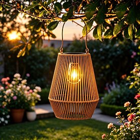 Solar Lanterns Outdoor, Rattan Solar Lights for Yard, Outdoor Garden Lights, Hanging Lanterns Decorative Birthday Gifts, for Garden, Porch, Yard, Balcony, Deck