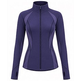 Figure Skating Top Women's Ice Skating Jacket Top Dark Purple Patchwork Stretchy Professional Training Competition Skating Wear Classic Crystal / Rhinestone Lo